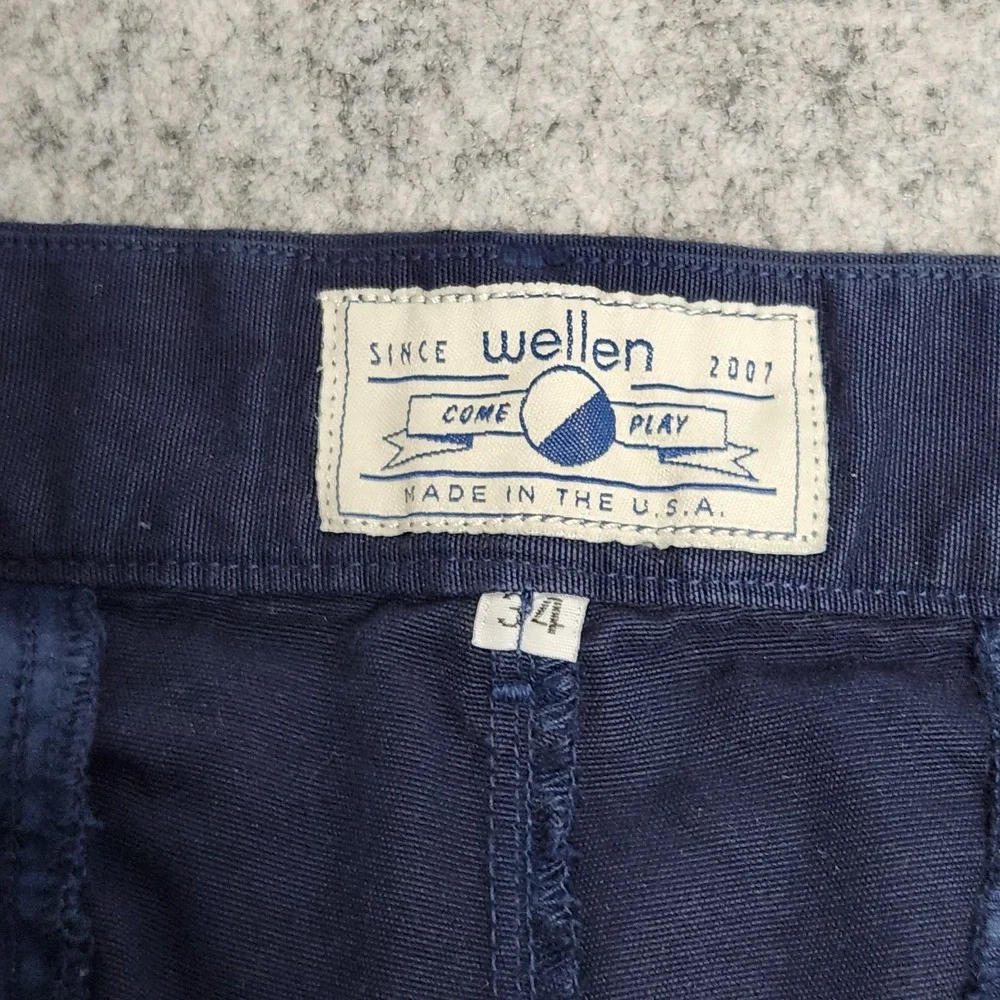 Wellen Chino Pants Men 34x30 Blue Utility Workwear Made in USA Flat Front Pocket